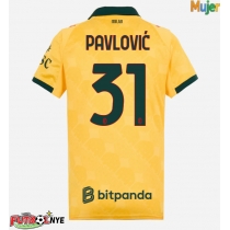 Camiseta AC Milan Strahinja Pavlovic #31 Tercera Equipación para mujer 2025-26 manga corta